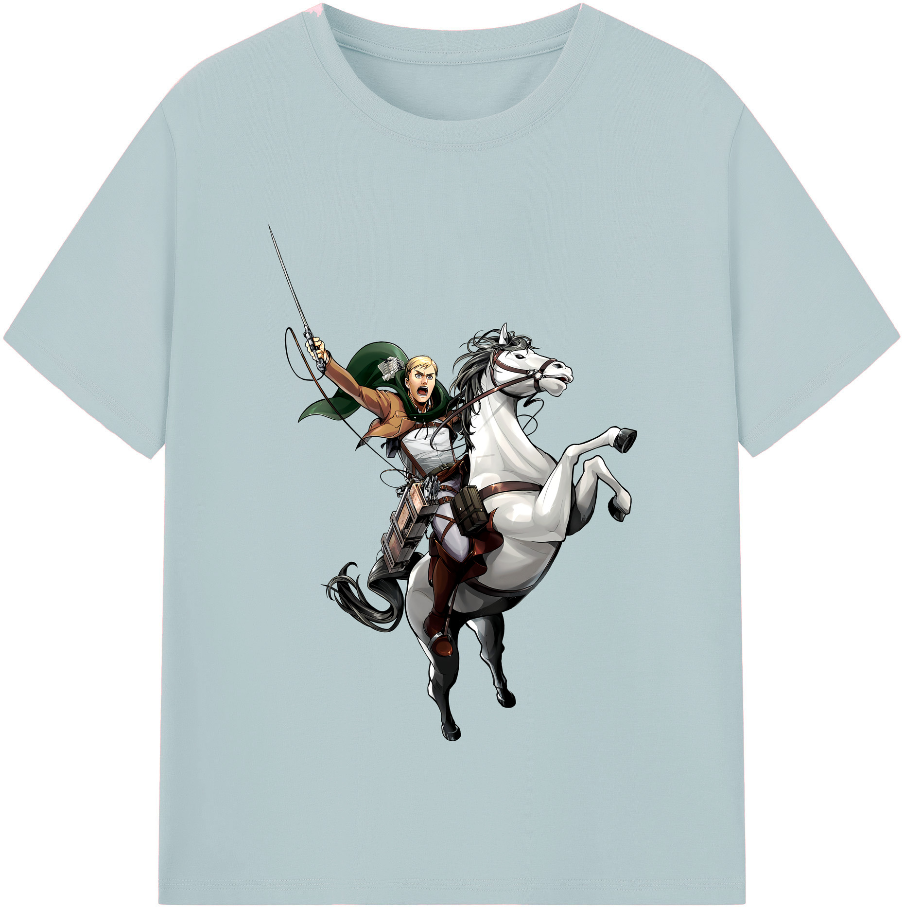 （画像用） 進撃の巨人 エルヴィン・スミス Attack on Titan Erwin Smith 綿100％半袖Tシャツ（フロントプリント）
